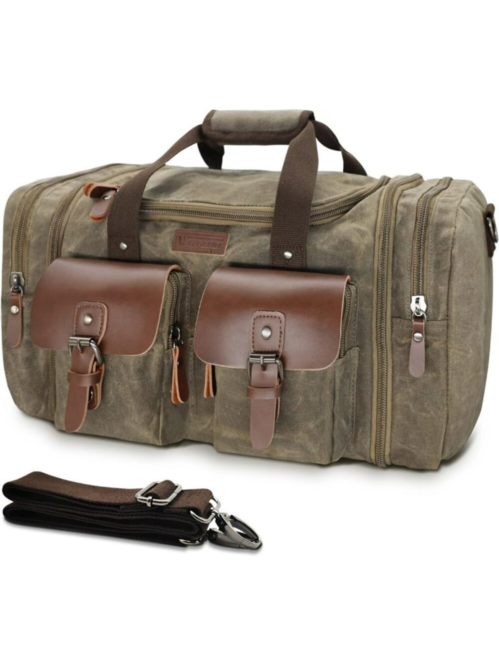 Spacious 50L Waxed Canvas Duffle Bag - Stylish Weekender Overnight Travel Tote